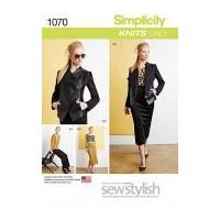 simplicity ladies sewing pattern 1070 knit tops pants skirt jacket