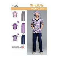 Simplicity Ladies Easy Sewing Pattern 1020 Top, Pants & Hat Uniforms