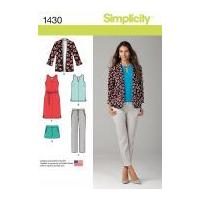 Simplicity Ladies Sewing Pattern 1430 Jacket, Dress, Top, Shorts & Trouser Pants