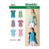 Simplicity Ladies Easy Sewing Pattern 1363 Summer Tops in 4 Styles