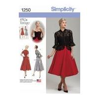 Simplicity Ladies Sewing Pattern 1250 1950's Vintage Style Dresses