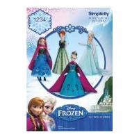 Simplicity Doll Clothes Sewing Pattern 1234 Disney Frozen Elsa Ice Princess Costumes