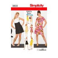 Simplicity Ladies Sewing Pattern 3833 Vintage Style 1960\'s Retro Dresses