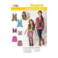Simplicity Childrens Easy Learn to Sew Sewing Pattern 1786 Waistcoats & Skirts