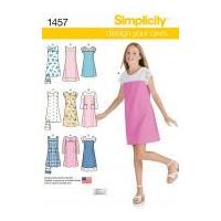 Simplicity Childrens Easy Sewing Pattern 1457 Pullover Dresses & Bag