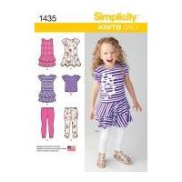 Simplicity Childrens Easy Sewing Pattern 1435 Dresses, Tops & Leggings