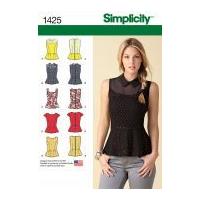 Simplicity Ladies Sewing Pattern 1425 Fitted Peplum Tops