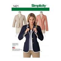 Simplicity Ladies Sewing Pattern 1421 Unlined Fitted Jackets