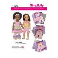 Simplicity Easy Sewing Pattern 1296 Girly Doll Clothes Wardrobe
