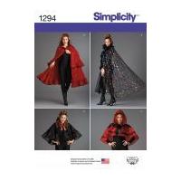 simplicity ladies sewing pattern 1294 fancy capes in 4 styles