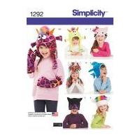 Simplicity Childrens Easy Sewing Pattern 1292 Fun & Novelty Hats