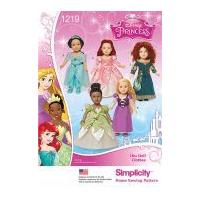 Simplicity Doll Clothes Sewing Pattern 1219 Disney Princess Costumes