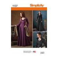 Simplicity Ladies Sewing Pattern 1137 Games of Thrones Style Dress & Jacket Costumes