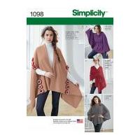 Simplicity Ladies Easy Sewing Pattern 1098 Wraps & Jackets