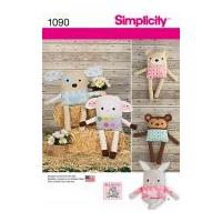 Simplicity Crafts Easy Sewing Pattern 1090 Cute Soft Toys