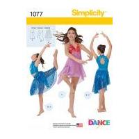 Simplicity Ladies & Girls Sewing Pattern 1077 Dance Costumes