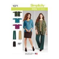 Simplicity Ladies Easy Sewing Pattern 1071 Tops, Trousers & Skirt
