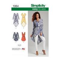 simplicity ladies easy sewing pattern 1064 tunic tops tie belt