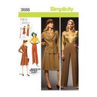 simplicity ladies sewing pattern 3688 vintage style 1940s blouse skirt ...