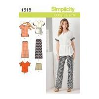 Simplicity Ladies Sewing Pattern 1618 Tops, Tunics, Shorts & Pants