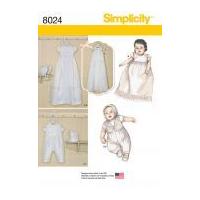 Simplicity Baby Sewing Pattern 8024 Christening Gown & One Piece Suit