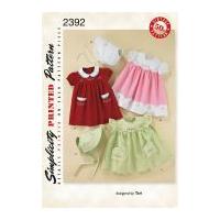 Simplicity Baby Sewing Pattern 2392 Vintage Style Dresses & Bonnets