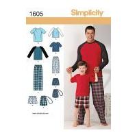 Simplicity Men's & Boys Easy Sewing Pattern 1605 Pyjamas & Drawstring Bag