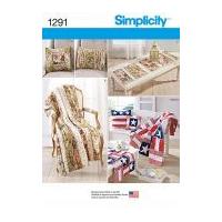 Simplicity Homeware Easy Sewing Pattern 1291 Cushions, Throws & Runners