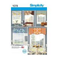 Simplicity Homeware Sewing Pattern 1078 Window Valances