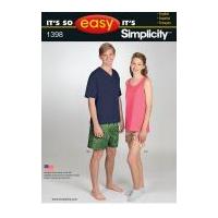 Simplicity Teenagers Sewing Pattern 1398 Tops & Shorts
