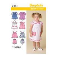 Simplicity Childrens Easy Sewing Pattern 2461 Dress, Pinafore & Shorts