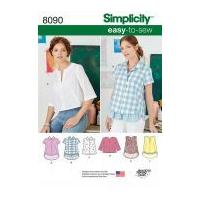 Simplicity Ladies Easy Sewing Pattern 8090 Shirt & Pullover Tops