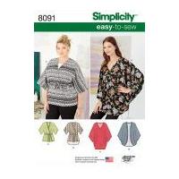 Simplicity Ladies Easy Sewing Pattern 8091 Kimonos Tops