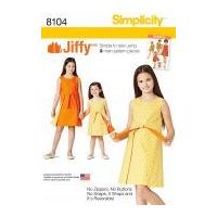 Simplicity Girls Easy Sewing Pattern 8104 Reversible Wrap Dresses