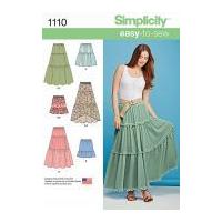 Simplicity Ladies Easy Sewing Pattern 1110 Tiered Skirts in 6 Styles
