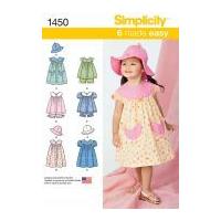 Simplicity Toddlers Easy Sewing Pattern 1450 Dresses, Top, Panties & Hat