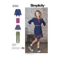 simplicity girls sewing pattern 8184 skirt knit top cardigan leggings