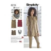 Simplicity Ladies Easy Sewing Pattern 8219 Lined Waistcoat in Three Lengths & Scarf