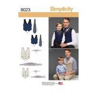 simplicity mens boys sewing pattern 8023 waistcoat cummerbund bow tie