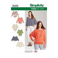 Simplicity Ladies Easy Sewing Pattern 8089 Jersey Knit Tops