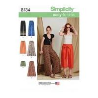 Simplicity Ladies Easy Sewing Pattern 8134 Wide Trousers & Shorts