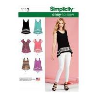 Simplicity Ladies Easy Sewing Pattern 1113 Shaped Hemline Summer Tops