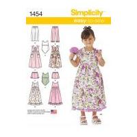 Simplicity Childrens Sewing Pattern 1454 Dresses, Tops, Shorts & Pants