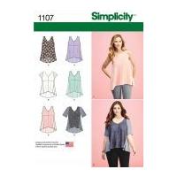 simplicity ladies sewing pattern 1107 shaped hemline casual tops in 4  ...