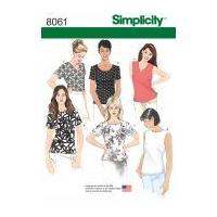 Simplicity Ladies Easy Sewing Pattern 8061 Simple Tops in 6 Styles