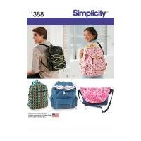 Simplicity Accessories Easy Sewing Pattern 1388 Rucksacks & Bags