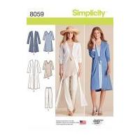 simplicity ladies sewing pattern 8059 tunic tops long cardigans pants