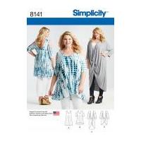 Simplicity Ladies Plus Size Sewing Pattern 8141 Knit Tunics & Mini Dress
