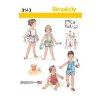 Simplicity Baby Sewing Pattern 8143 Vintage Style Set of One Piece Play Suits