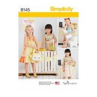 Simplicity Girls Sewing Pattern 8145 Dresses, Top & Novelty Bag